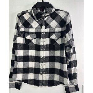 Vintage Y2K Women’s Plaid Shirt M Pearl Snap Buttons Western Pearl Snap